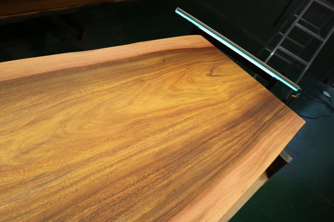 綠心檀奧坎桌板大板餐桌