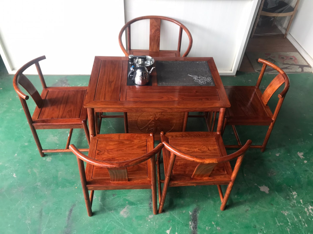 原木家具·中式茶台·泡茶桌C_主人椅+四客椅