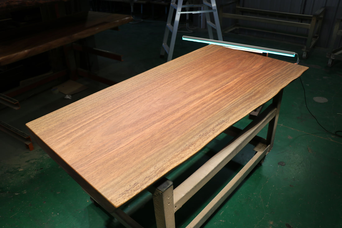 綠心檀奧坎桌板大板餐桌